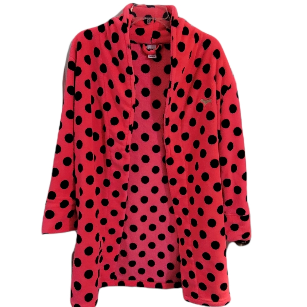 Pink By Victoria’s Secret Polka Dotted Fuzzy Cozy Robe Size XS‎